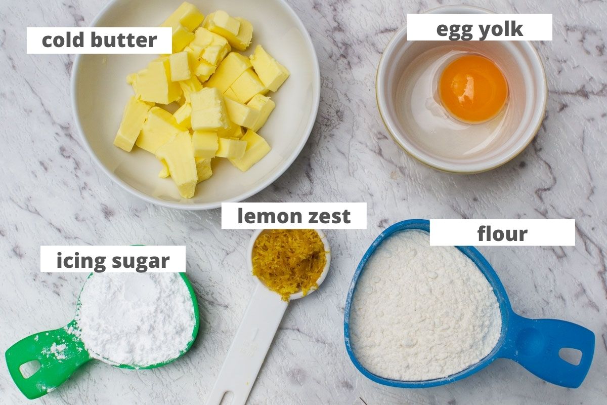 Ingredients for lemon bakewell slices pastry