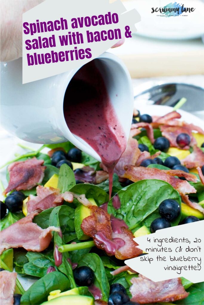 Delicious Blueberry Spinach Salad (With Bacon And Avocado) Scrummy Lane