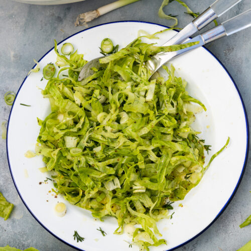 Classic Greek Green Salad with Feta – Maroulosalata - Olive Tomato