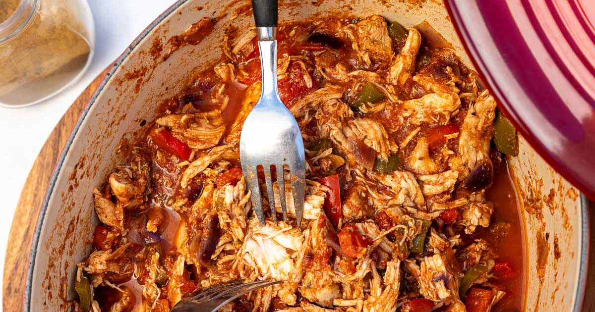 Dutch Oven Pulled Chicken (For Tacos, Gyros, Sandwiches & More!)